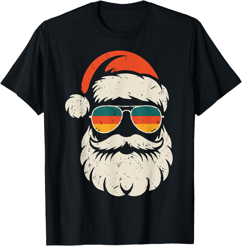 Santa Face Sunglasses Family Outfit Hoodie - Trendy Graphic Men Women - T-Shirt, Sweatshirt, Hoodie