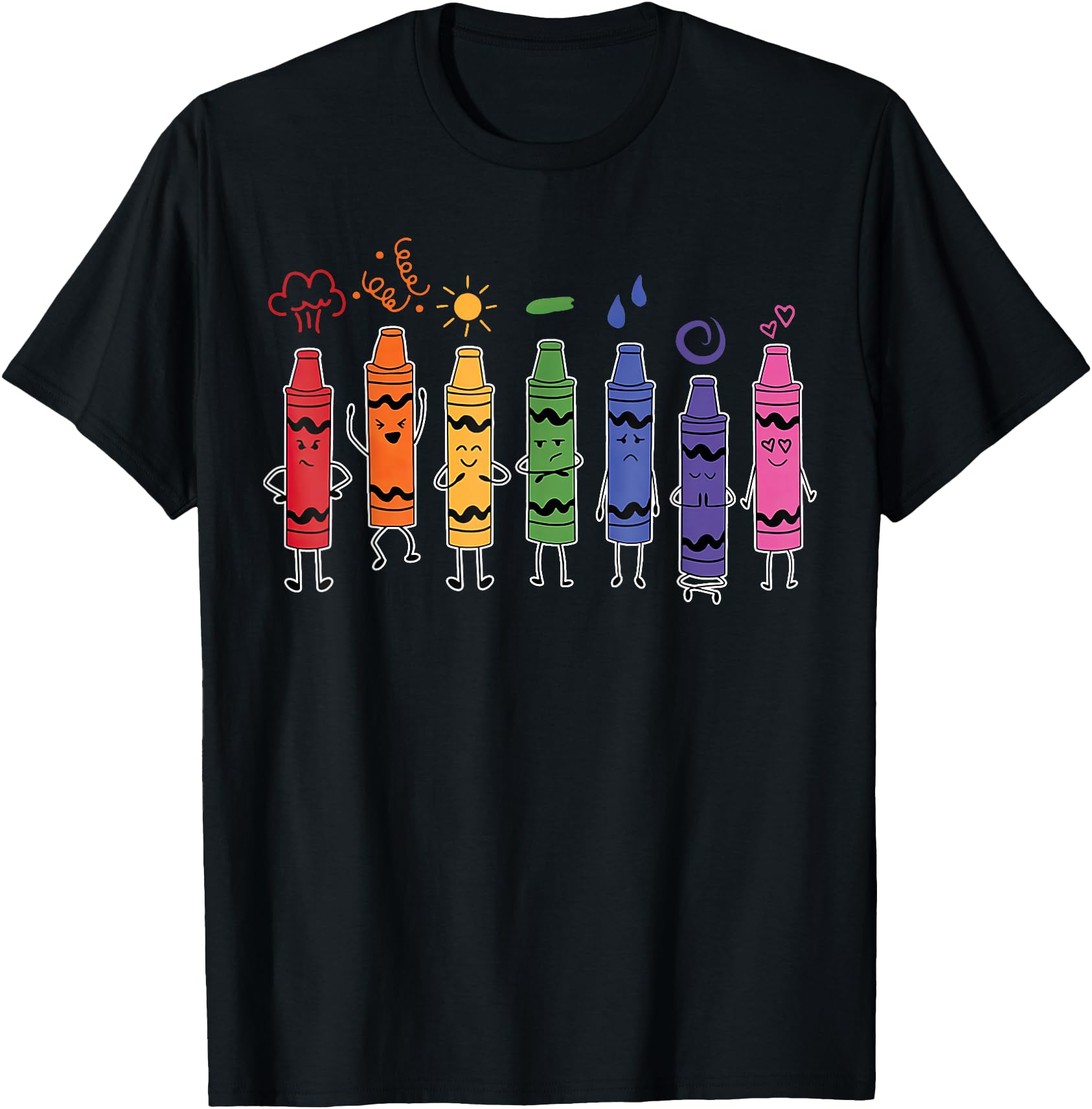 Mood Color Crayons Teacher Artist T-Shirt - Casual Everyday Wear Unisex - T-Shirt, Sweatshirt, Hoodie