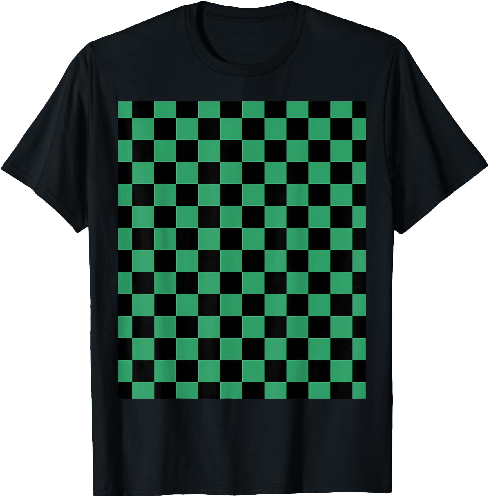 Exclusive Green Checkered Anime T-Shirt - Unique Graphic Men Women - T-Shirt, Sweatshirt, Hoodie