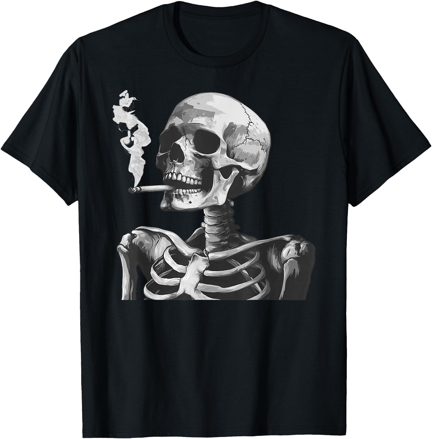 Skeleton Skull Smoking Cigarette Sweatshirt - Fun Novelty Design for Adults - T-Shirt, Sweatshirt, Hoodie