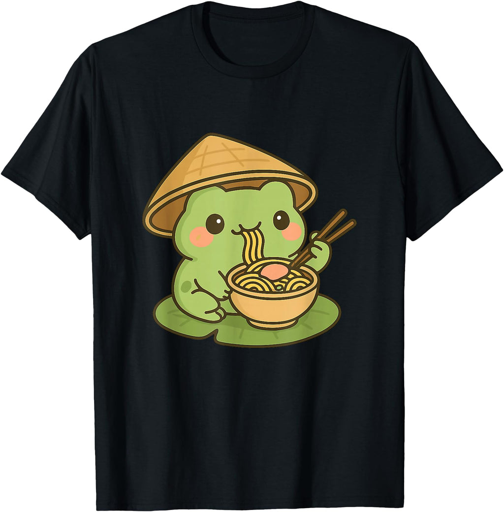 Frog Eating Ramen Anime Japanese Gifts T-Shirt - Novelty Apparel Unisex - T-Shirt, Sweatshirt, Hoodie