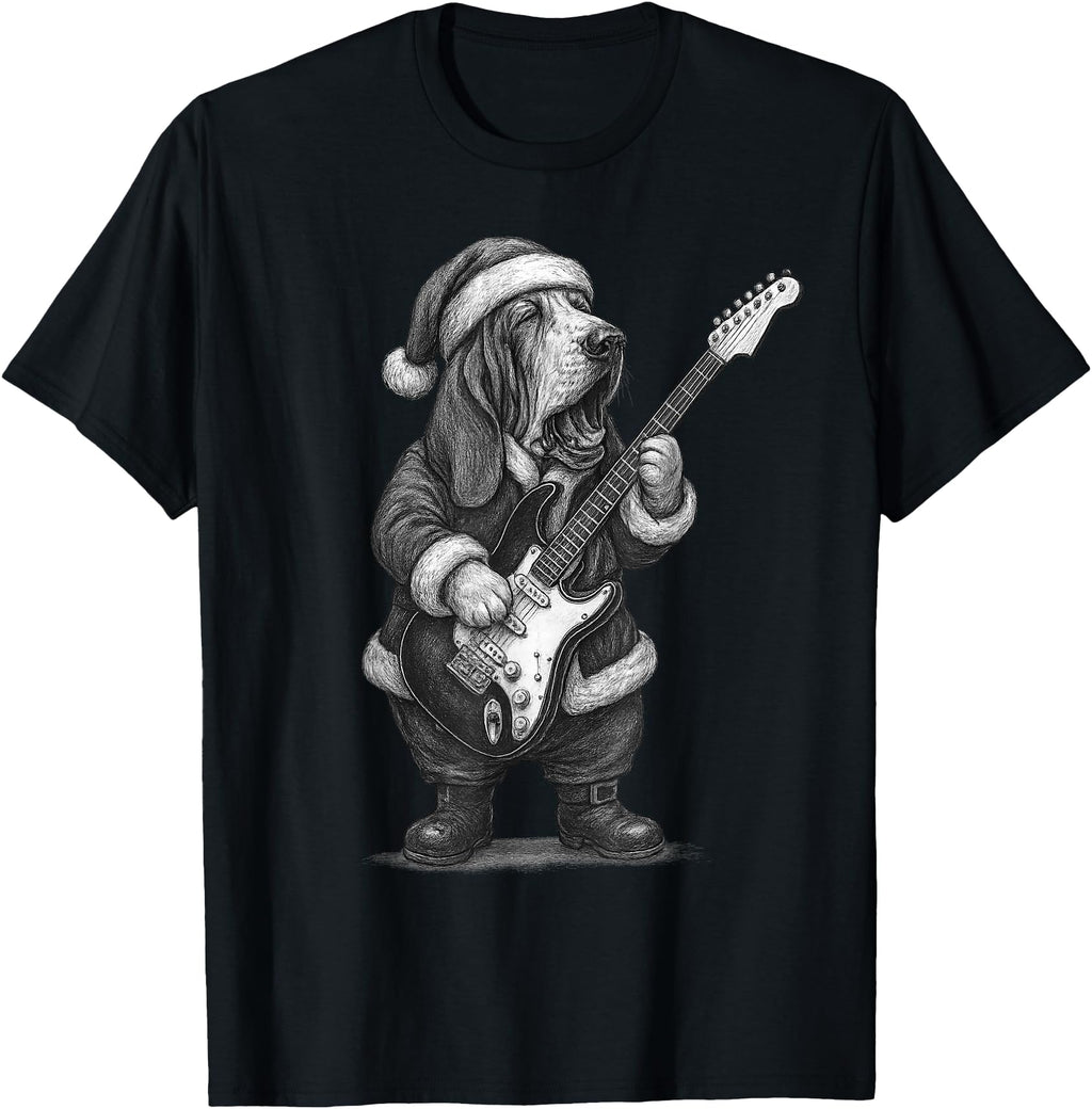 Exclusive Basset Hound Playing Guitar Dog Hoodie - Unique Graphic Unisex - T-Shirt, Sweatshirt, Hoodie