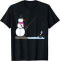 Original Fishing Snowman Cartoon T-Shirt - Unique Graphic for Adults - T-Shirt, Sweatshirt, Hoodie