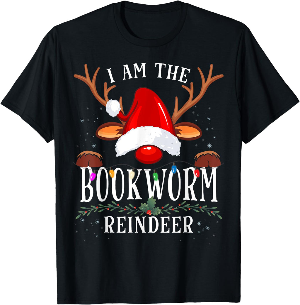 I Am Bookworm Reindeer Family Artist T-Shirt - Minimalist Print Unisex - T-Shirt, Sweatshirt, Hoodie