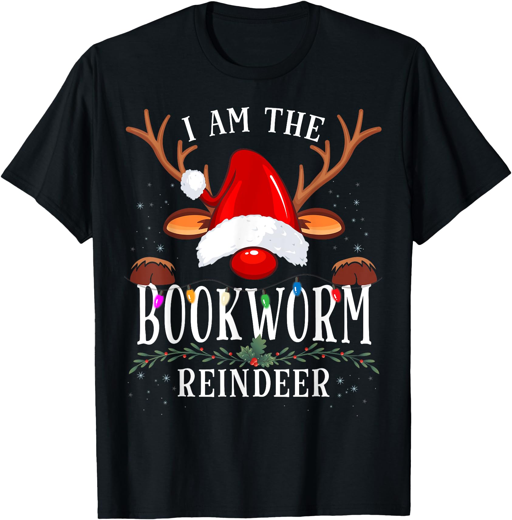 I Am Bookworm Reindeer Family Artist T-Shirt - Minimalist Print Unisex - T-Shirt, Sweatshirt, Hoodie