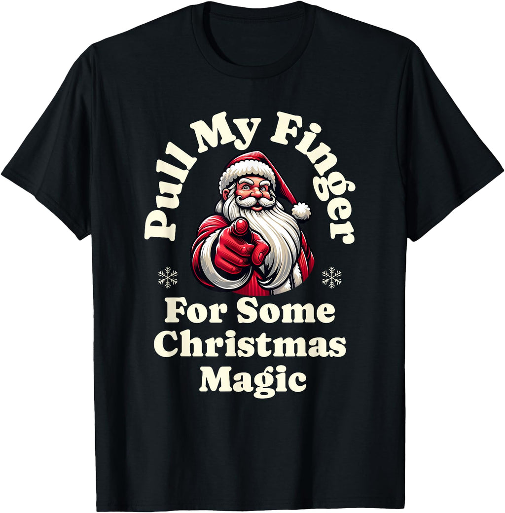 Handcrafted Santa Pull My Finger Holiday Hoodie - Trendy Graphic Unisex - T-Shirt, Sweatshirt, Hoodie