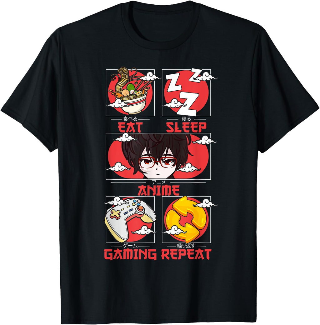 Exclusive Eat Sleep Anime Gaming Repeat Hoodie - Unique Graphic for Adults - T-Shirt, Sweatshirt, Hoodie