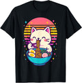 Authentic Anime Cat Eating Ramen T-Shirt - Streetwear Style for Adults - T-Shirt, Sweatshirt, Hoodie