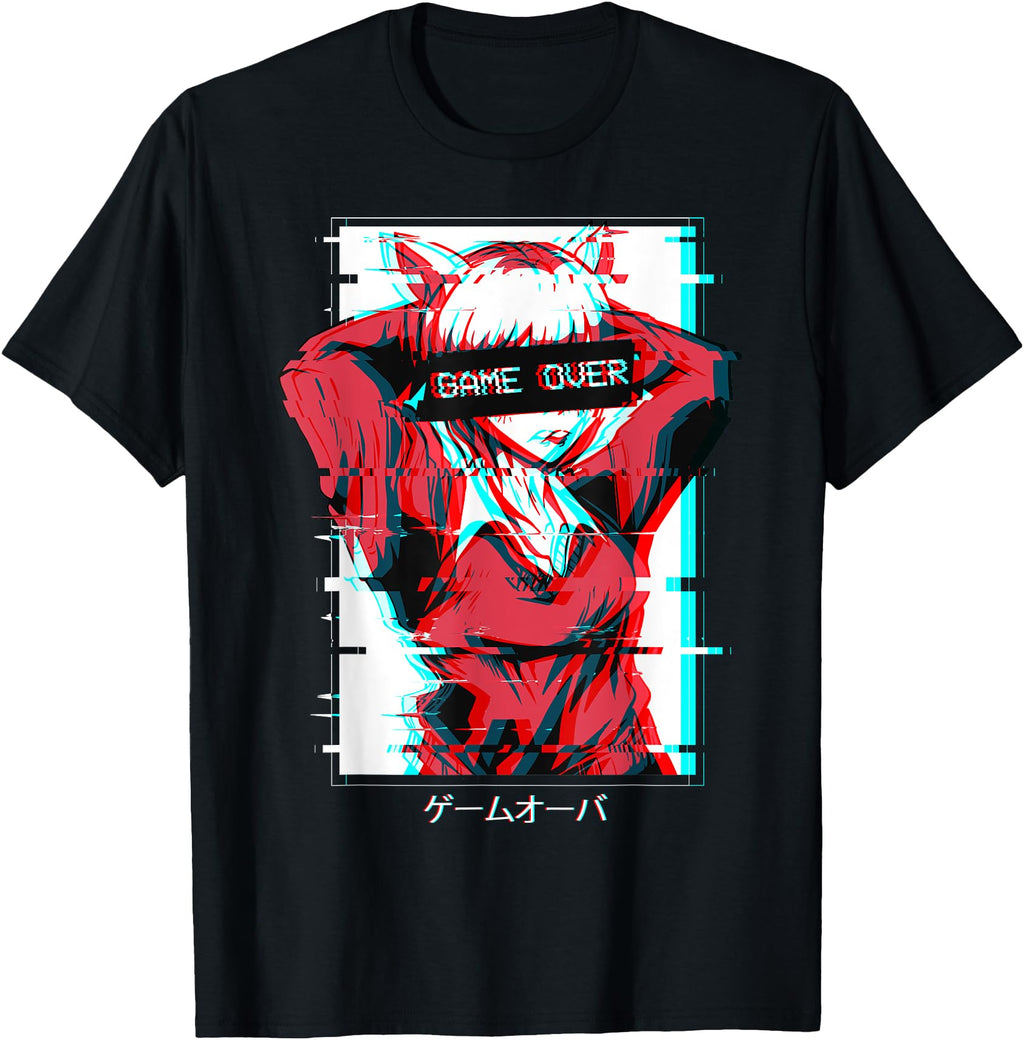 Game Over Anime Japanese Vaporwave Hoodie - Graphic Print Men Women - T-Shirt, Sweatshirt, Hoodie