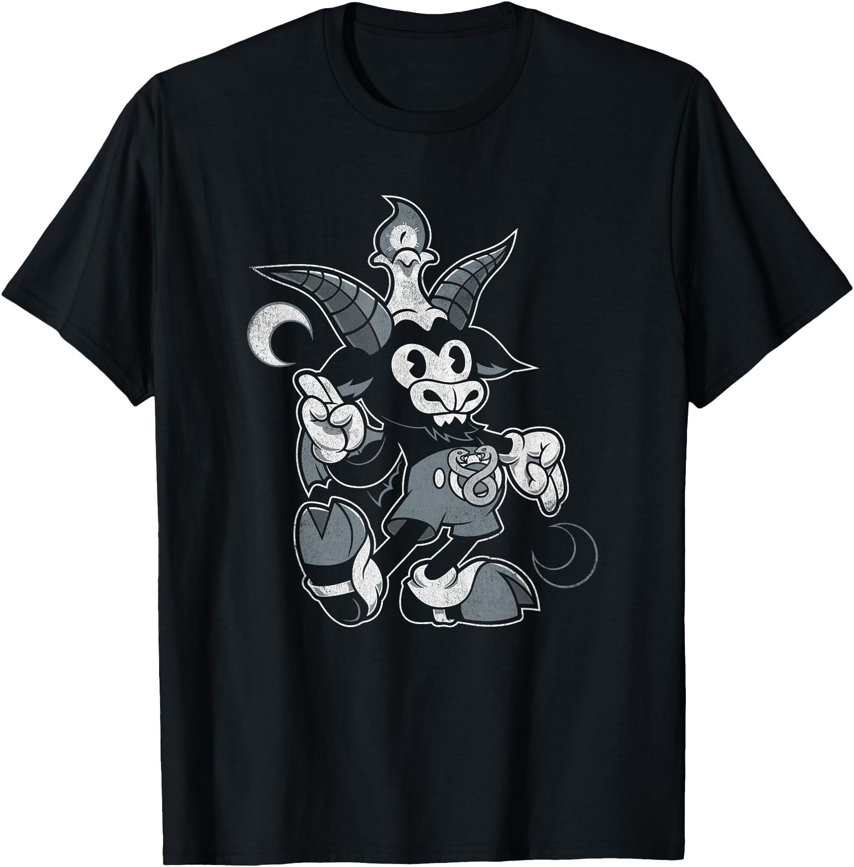 Exclusive Baphomet Creepy Cartoon Goat T-Shirt - Unique Graphic for Adults - T-Shirt, Sweatshirt, Hoodie
