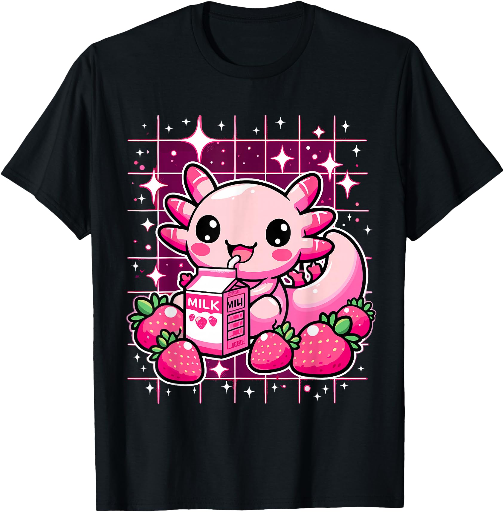 Axolotl Strawberry Milk Shake Sweatshirt - Casual Everyday Wear for Adults - T-Shirt, Sweatshirt, Hoodie