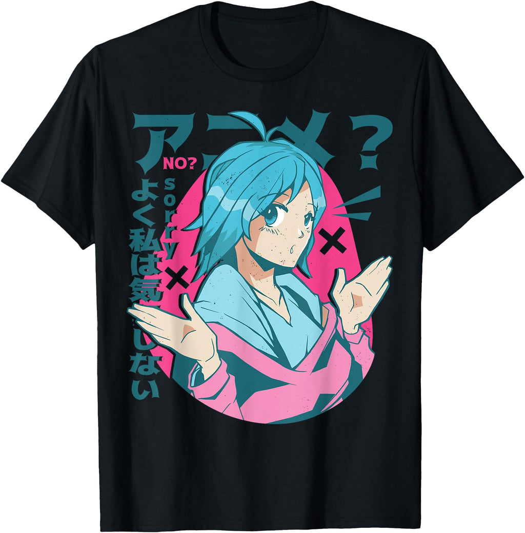 Handcrafted Blue Haired Anime T-Shirt - Aesthetic Graphic for Adults - T-Shirt, Sweatshirt, Hoodie