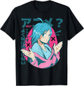 Handcrafted Blue Haired Anime T-Shirt - Aesthetic Graphic for Adults - T-Shirt, Sweatshirt, Hoodie