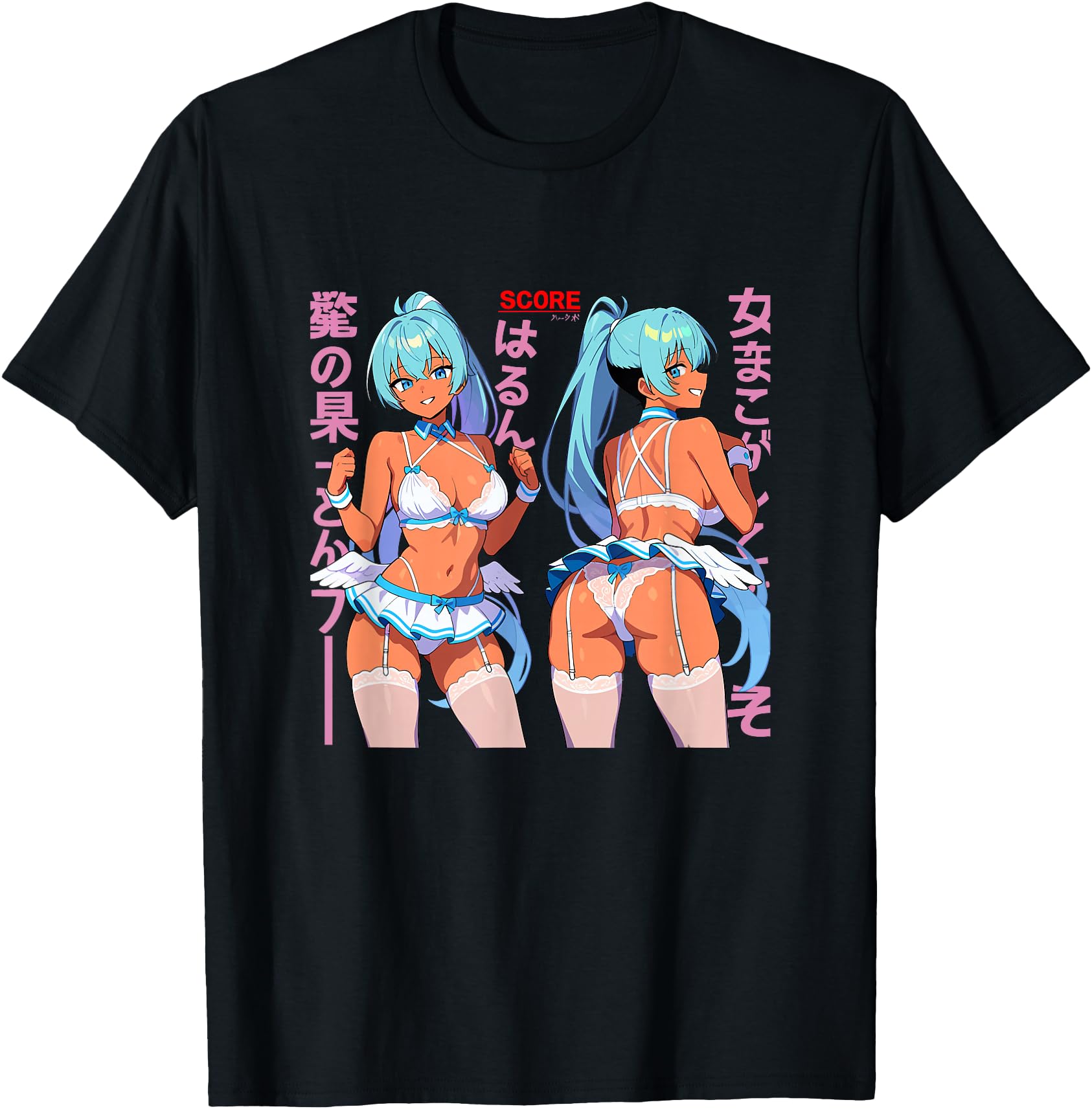 Handcrafted Sexy Waifu Anime Angel Twins T-Shirt - Graphic Print Men Women - T-Shirt, Sweatshirt, Hoodie