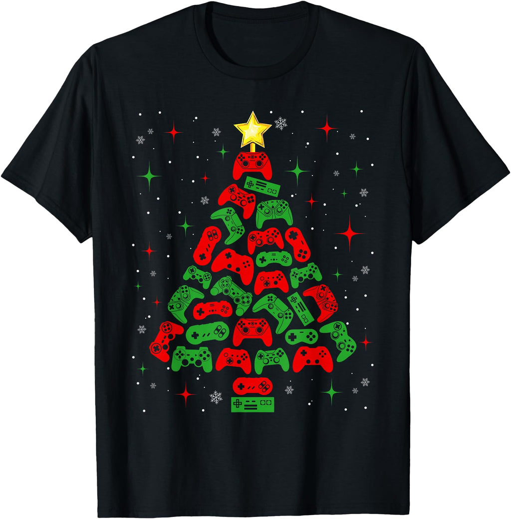 Merry Gaming Controllers Tree Gamers Hoodie - Minimalist Print Unisex - T-Shirt, Sweatshirt, Hoodie