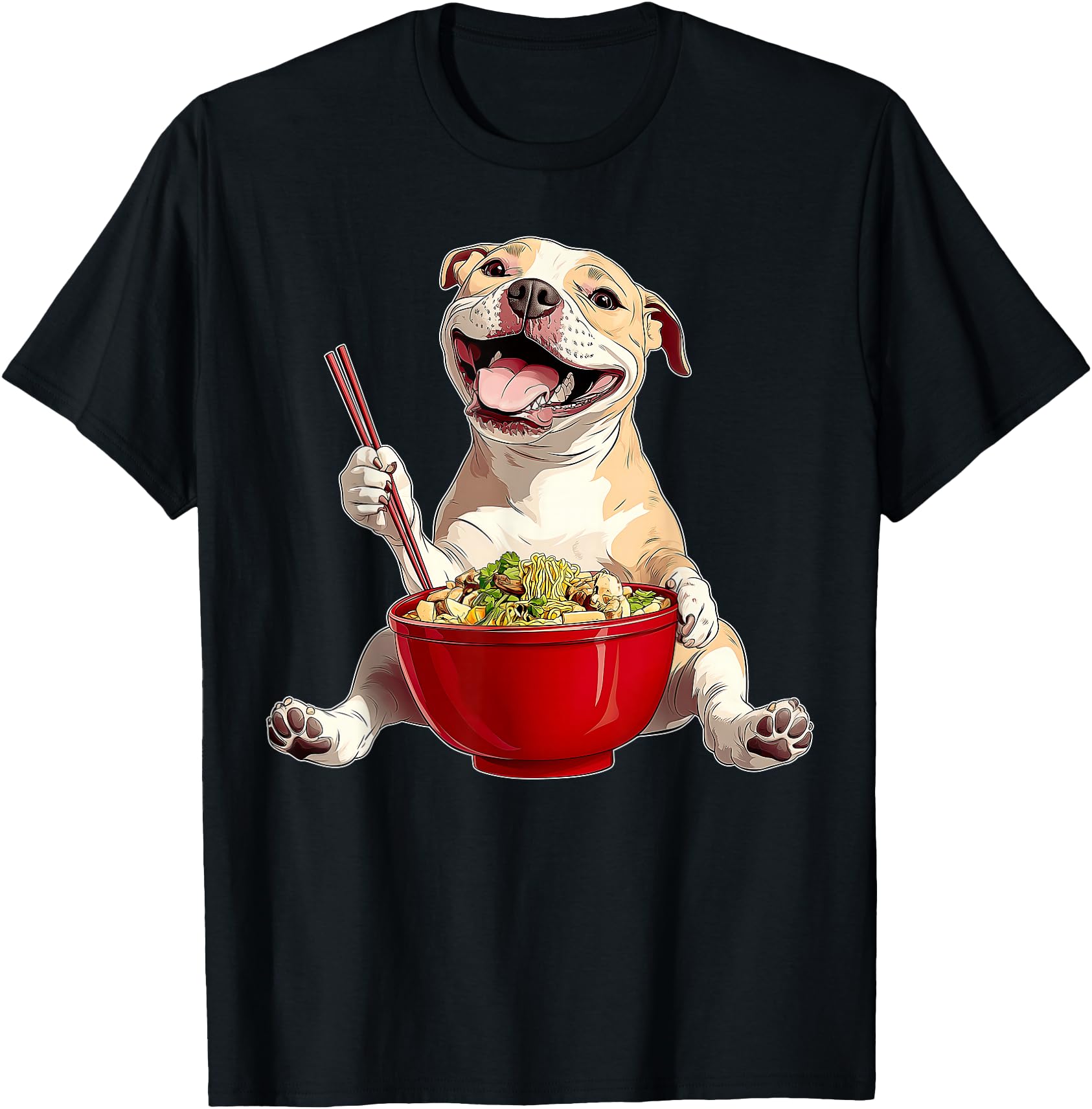 Pitbull Dog Ramen Japanese Noodles Hoodie - Streetwear Style Unisex - T-Shirt, Sweatshirt, Hoodie