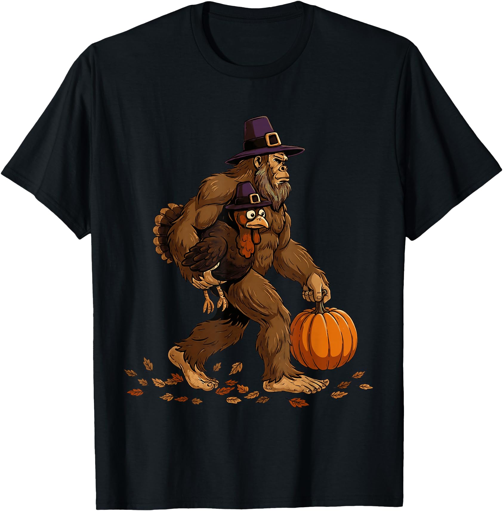 Exclusive Bigfoot Pilgrim Turkey Hoodie - Casual Everyday Wear Men Women - T-Shirt, Sweatshirt, Hoodie