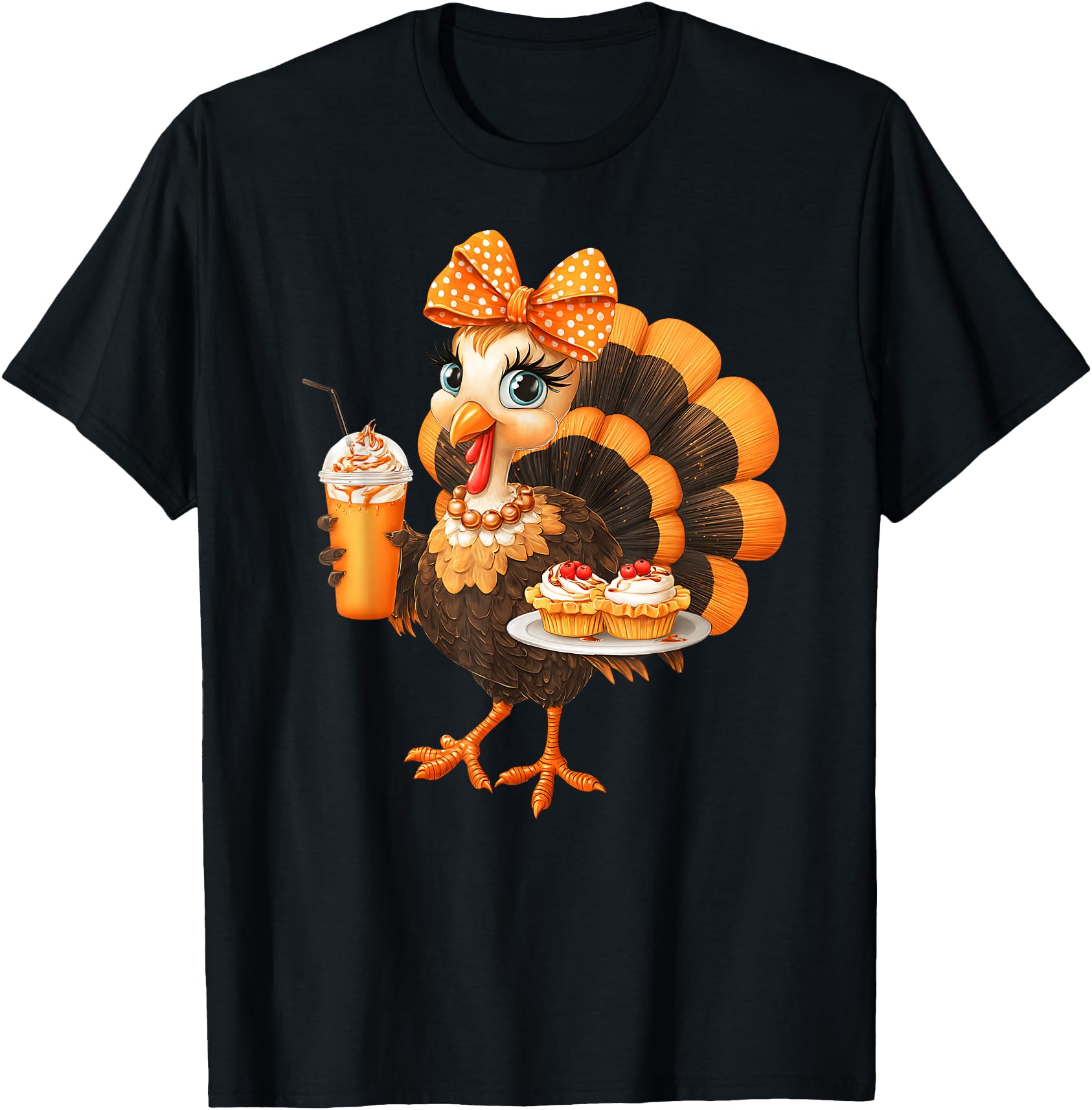 Thanksgiving Turkey Pie Coquette Bow Girly Hoodie - Custom Art Print Unisex - T-Shirt, Sweatshirt, Hoodie