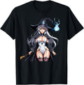 Sexy Waifu Wizard Anime Japanese Black T-Shirt - Graphic Print for Adults - T-Shirt, Sweatshirt, Hoodie
