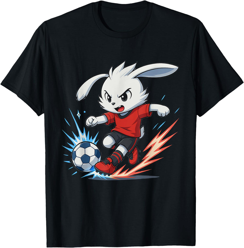 Exclusive Easter Soccer Bunny Anime Chibi T-Shirt - Graphic Print Unisex - T-Shirt, Sweatshirt, Hoodie