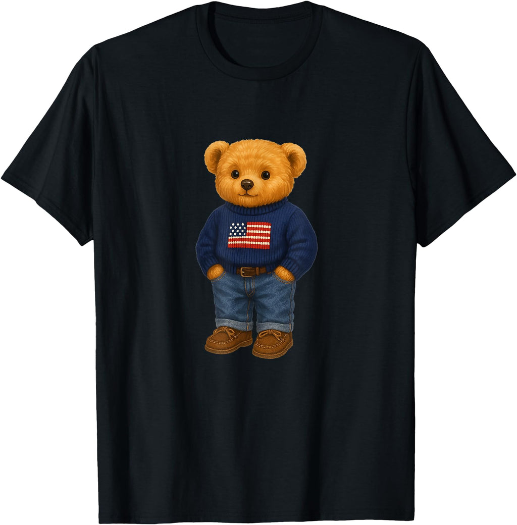 Handcrafted American Usa Teddy T-Shirt - Casual Everyday Wear for Adults - T-Shirt, Sweatshirt, Hoodie
