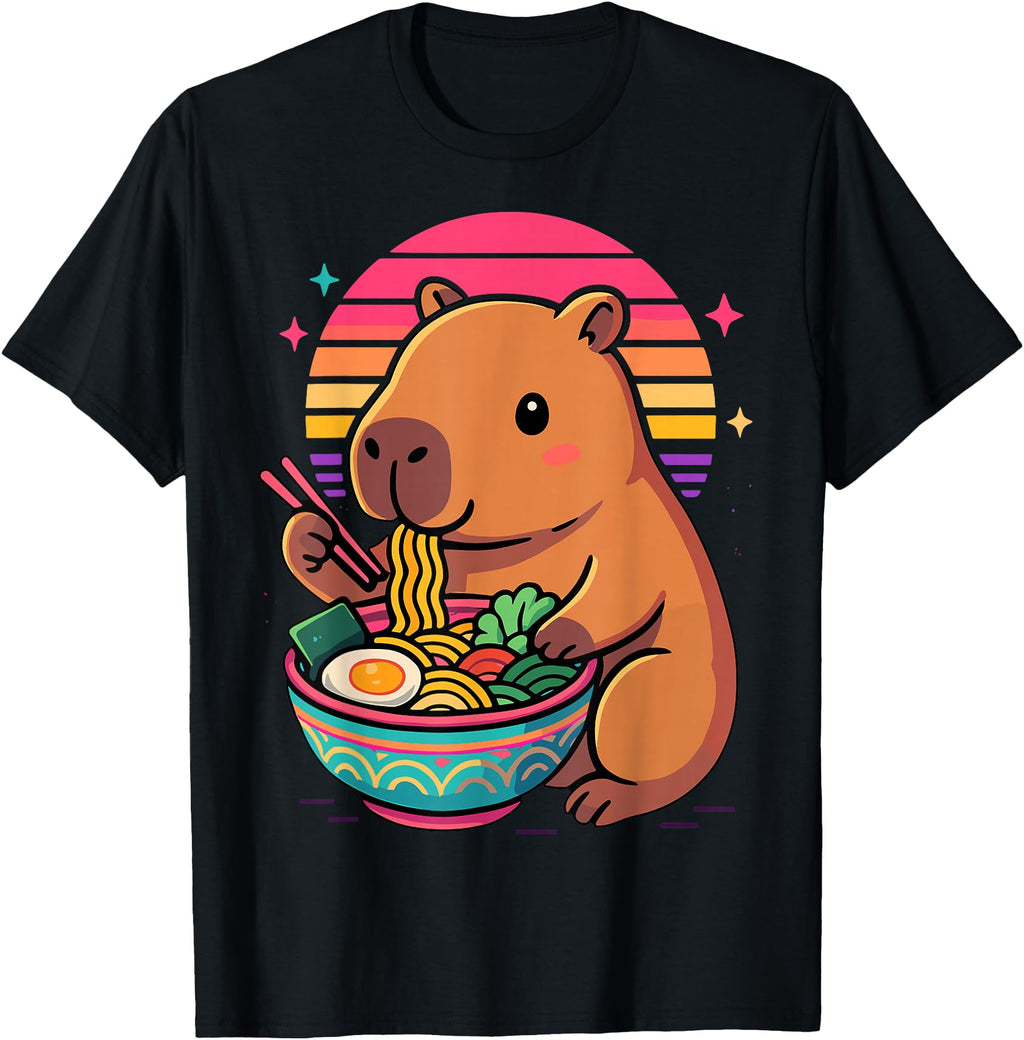 Exclusive Anime Capybara Eating Ramen Sweatshirt - Streetwear Style Unisex - T-Shirt, Sweatshirt, Hoodie