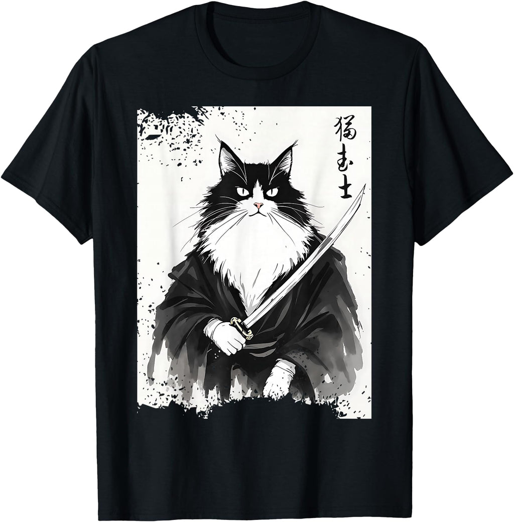 Authentic Fierce Samurai Cat Japanese Hoodie - Streetwear Style Men Women - T-Shirt, Sweatshirt, Hoodie