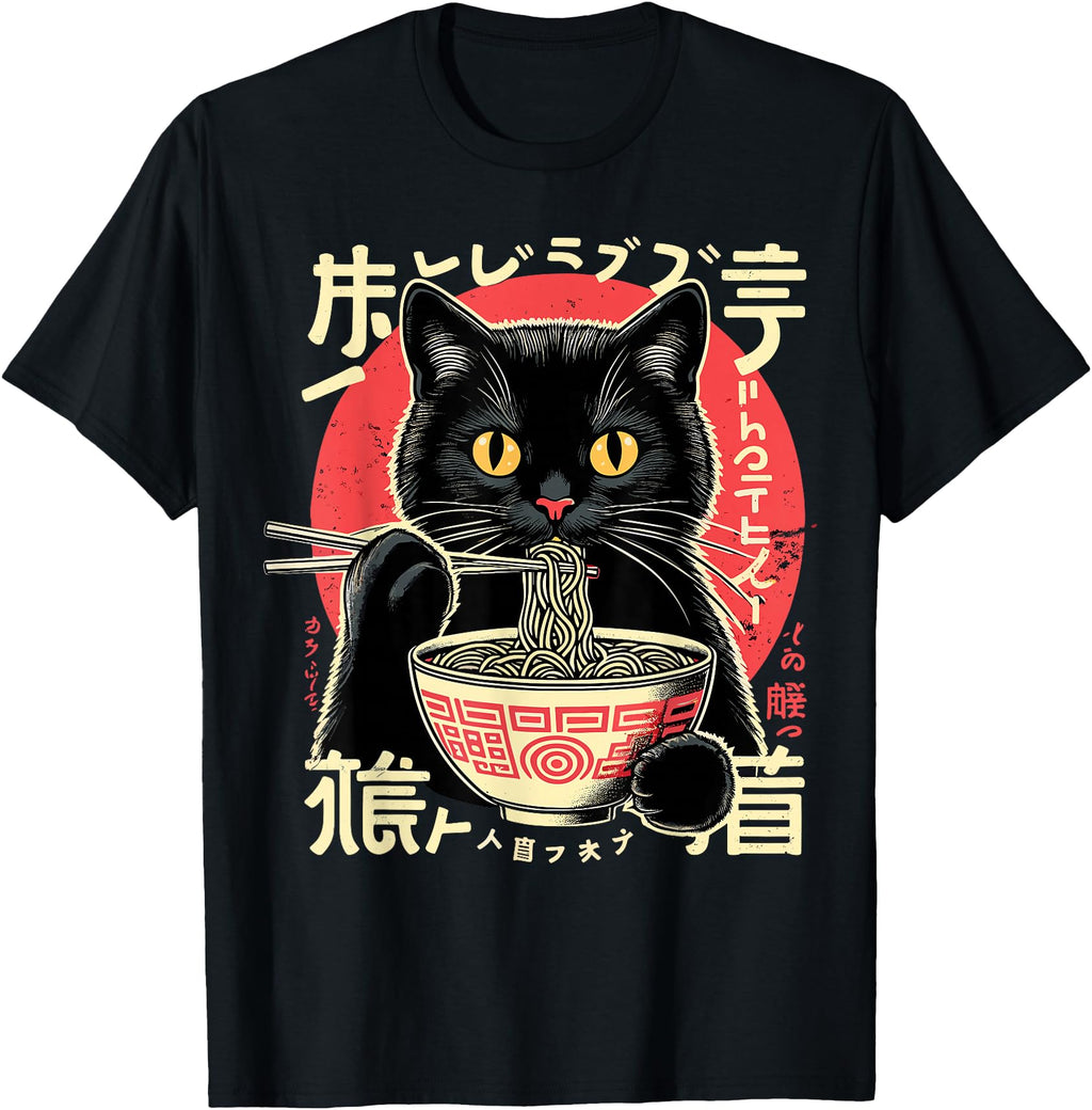 Authentic Anime Cat Ramen Sweatshirt - Aesthetic Graphic Men Women - T-Shirt, Sweatshirt, Hoodie