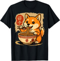 Handcrafted Anime Shiba Inu Eating Ramen T-Shirt - Graphic Print Men Women - T-Shirt, Sweatshirt, Hoodie