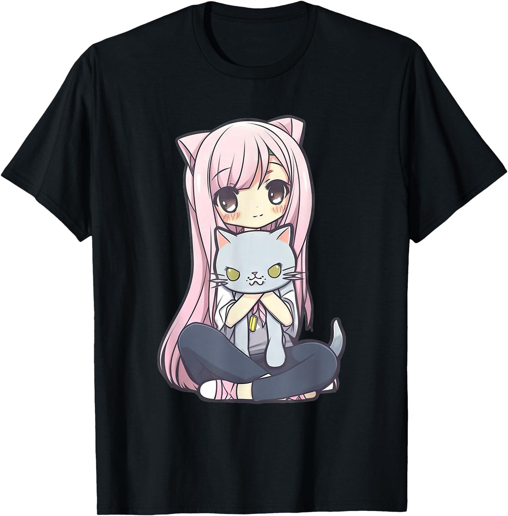 Handcrafted Anime And Cats Kawaii Teen Hoodie - Custom Art Print Men Women - T-Shirt, Sweatshirt, Hoodie