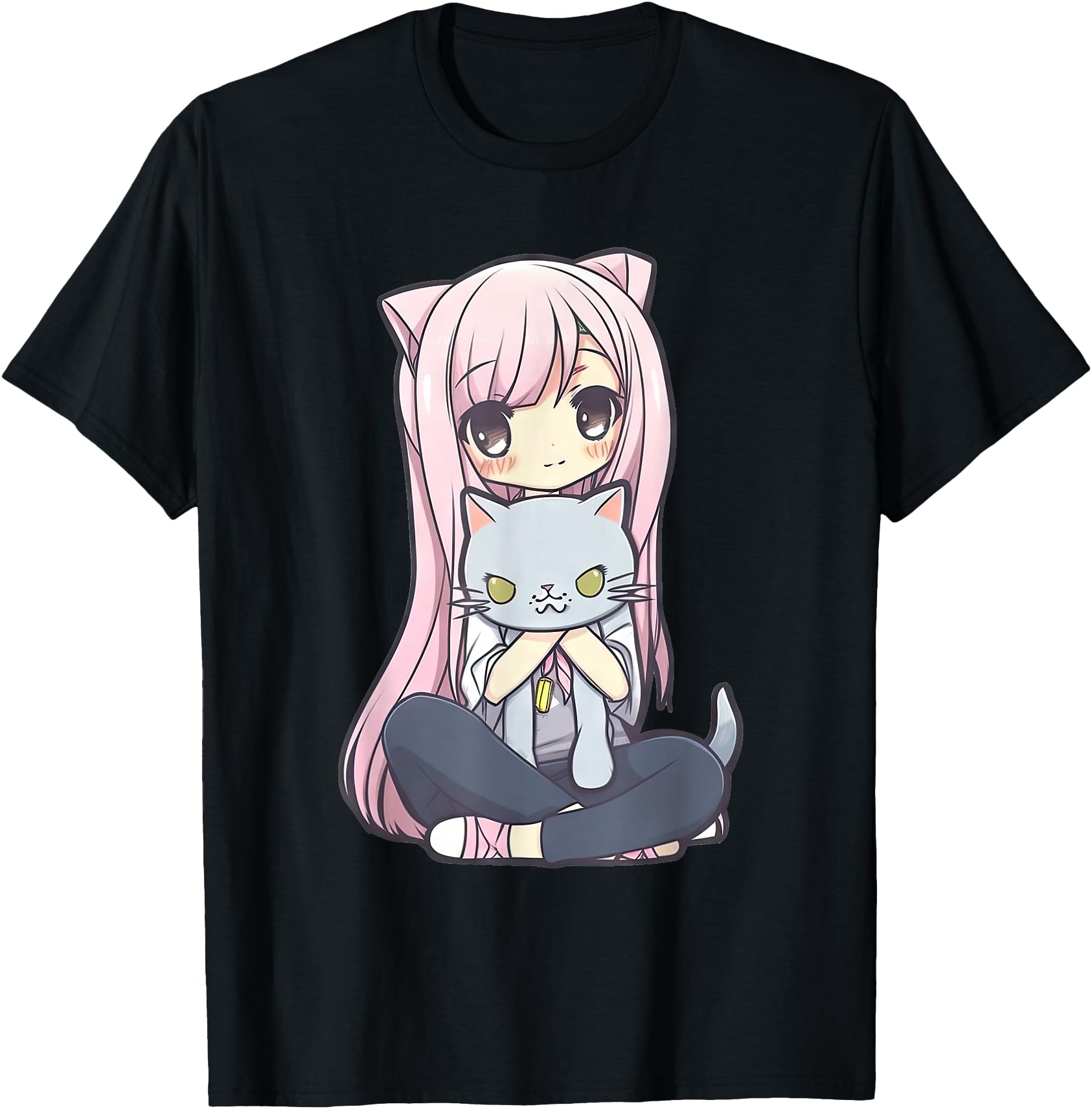 Handcrafted Anime And Cats Kawaii Teen Hoodie - Custom Art Print Men Women - T-Shirt, Sweatshirt, Hoodie