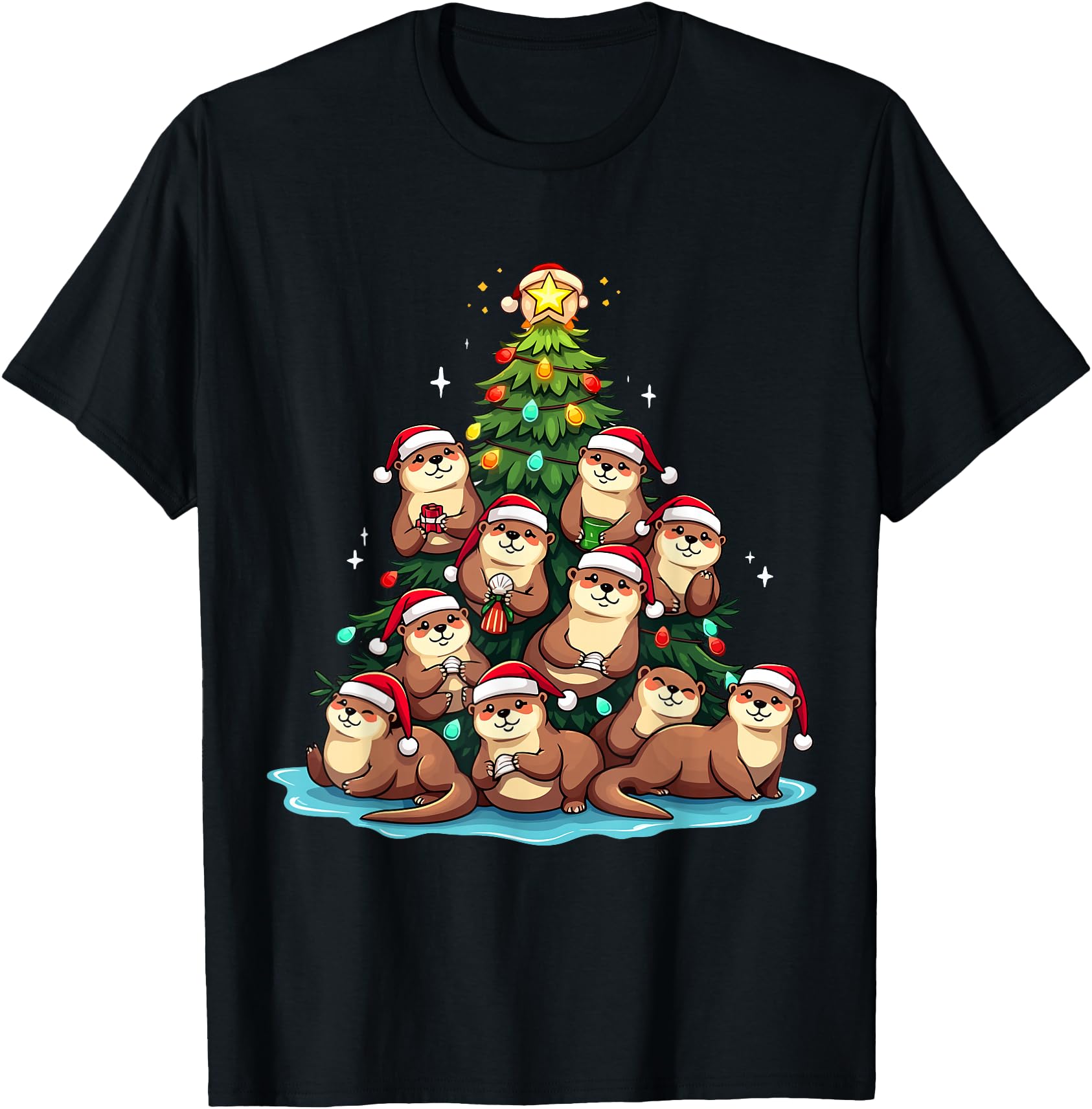 Otter Tree Water Weasel Holiday Sweatshirt - Graphic Print Men Women - T-Shirt, Sweatshirt, Hoodie