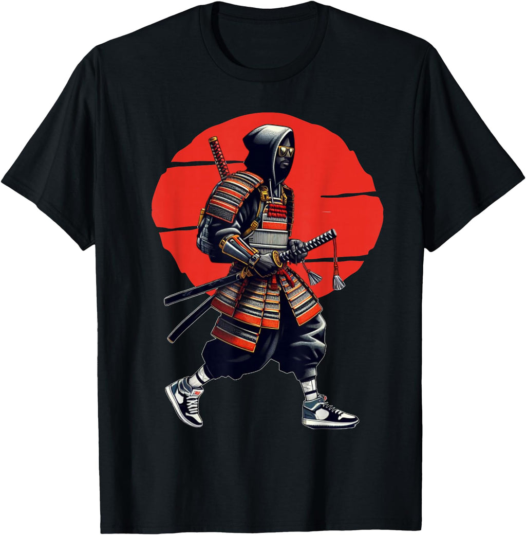 Handcrafted Afro American Samurai Hoodie - Streetwear Style Unisex - T-Shirt, Sweatshirt, Hoodie