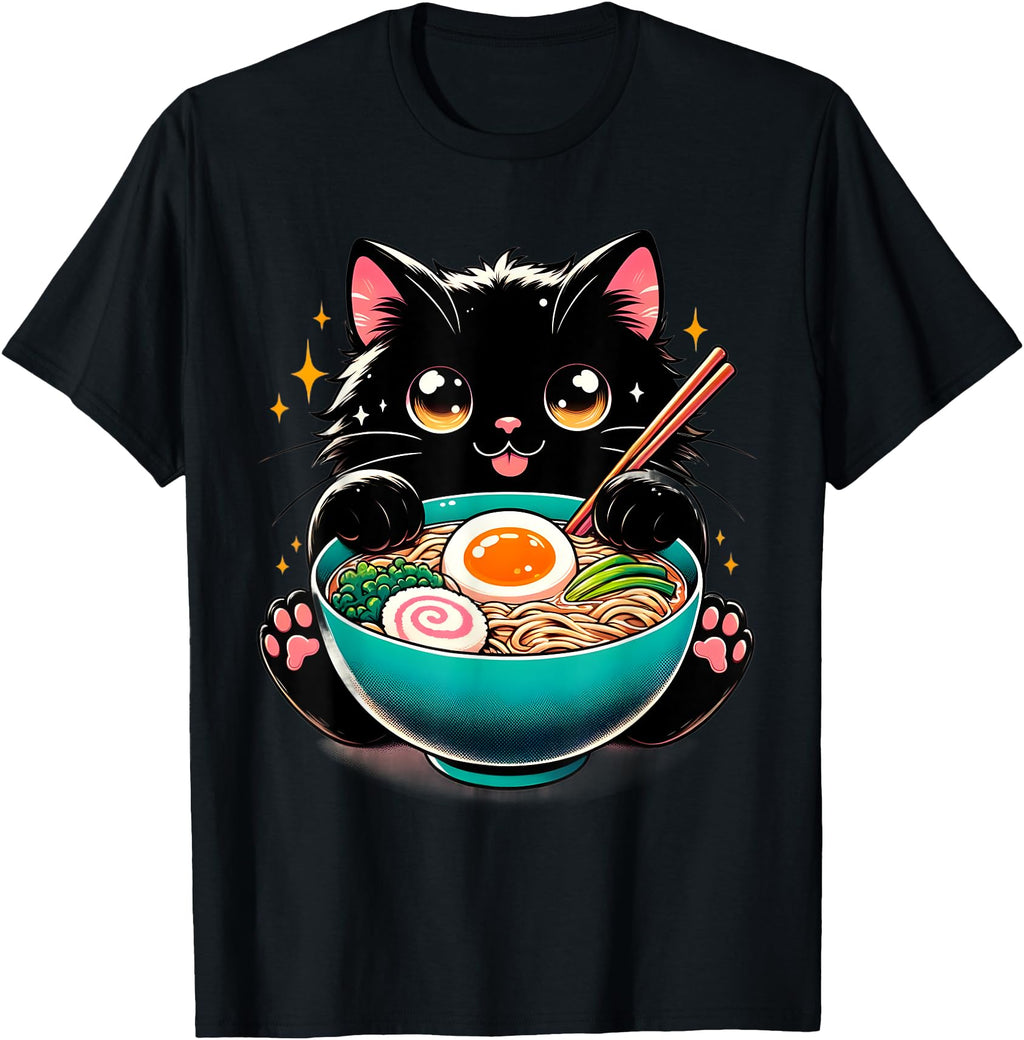 Exclusive Ramen Cat Kawaii Anime Hoodie - Casual Everyday Wear for Adults - T-Shirt, Sweatshirt, Hoodie