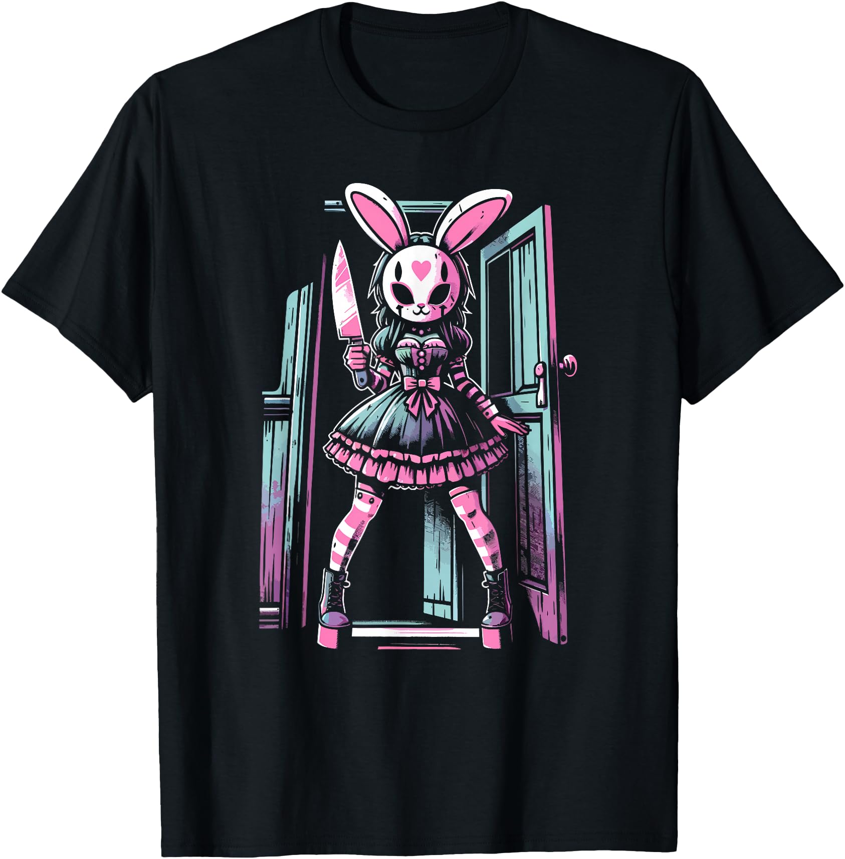 Handcrafted Pastel Goth Bunny Mask Sweatshirt - Streetwear Style Unisex - T-Shirt, Sweatshirt, Hoodie