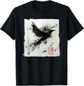 Japanese Art Ink Raven Crow T-Shirt - Fun Novelty Design Men Women - T-Shirt, Sweatshirt, Hoodie