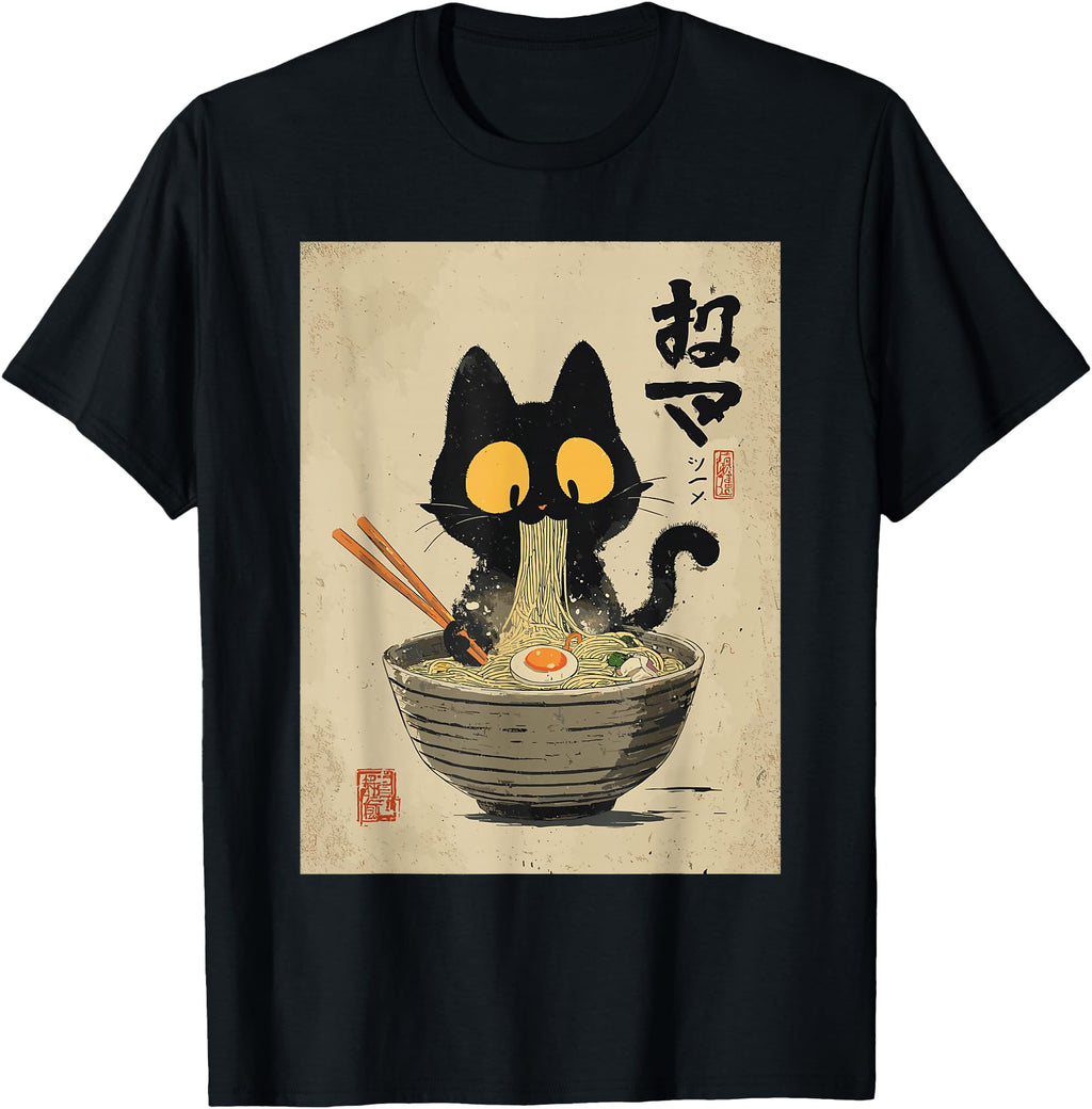 Exclusive Cat Ramen Japanese Hoodie - Casual Everyday Wear for Adults - T-Shirt, Sweatshirt, Hoodie