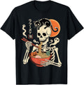 Authentic Spooky Skeleton Eating Ramen T-Shirt - Graphic Print Men Women - T-Shirt, Sweatshirt, Hoodie