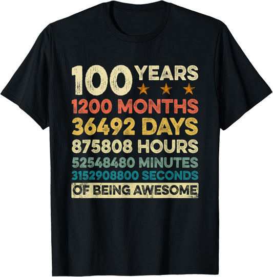 100Th 100 Years Old 1200 Months TShirt Great Gift for Mother's Day