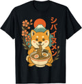 Original Anime Shiba Inu Eating Ramen T-Shirt - Minimalist Print Unisex - T-Shirt, Sweatshirt, Hoodie
