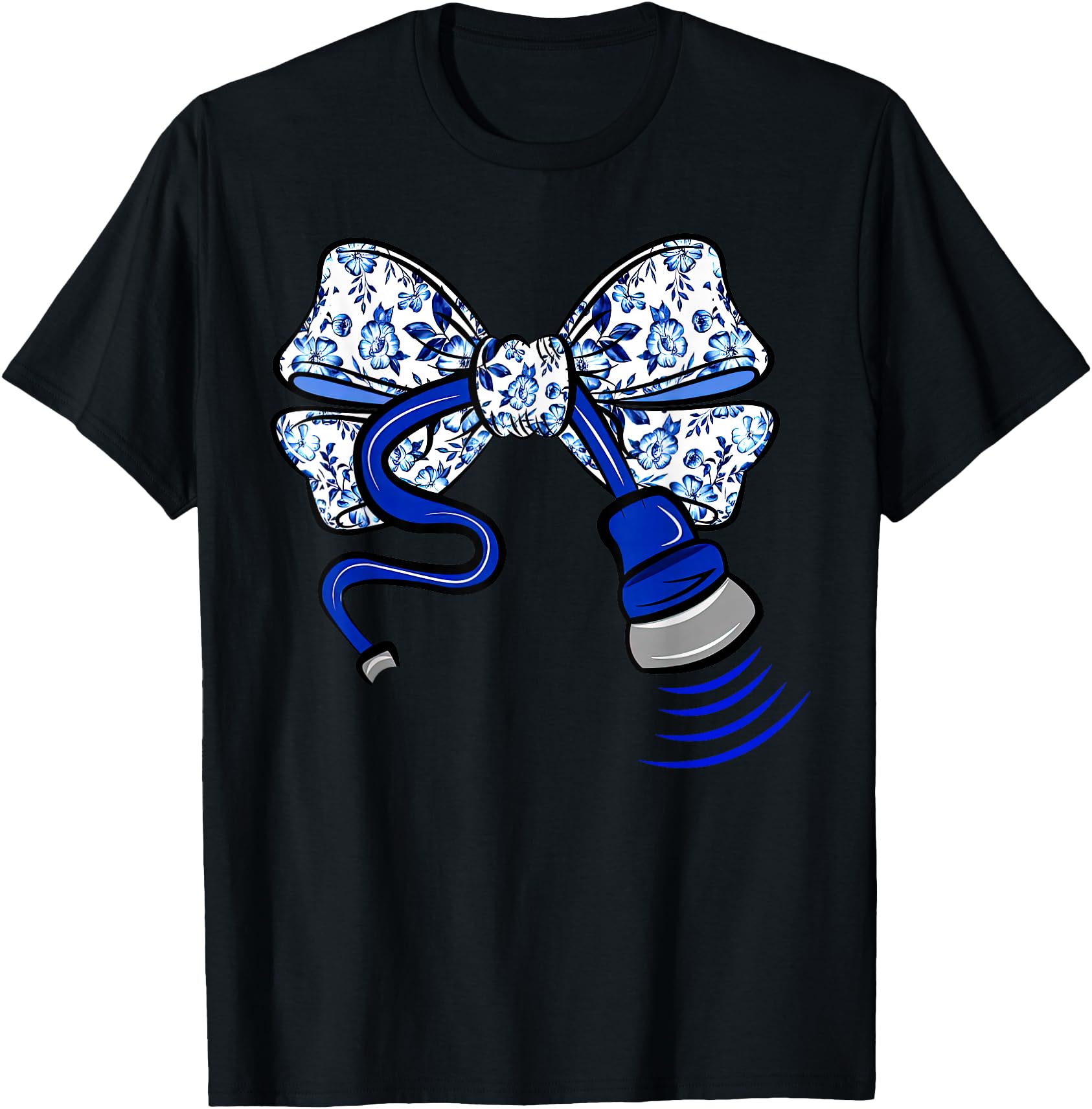 Original Blue Floral Coquette Bow Sweatshirt - Graphic Print for Adults - T-Shirt, Sweatshirt, Hoodie