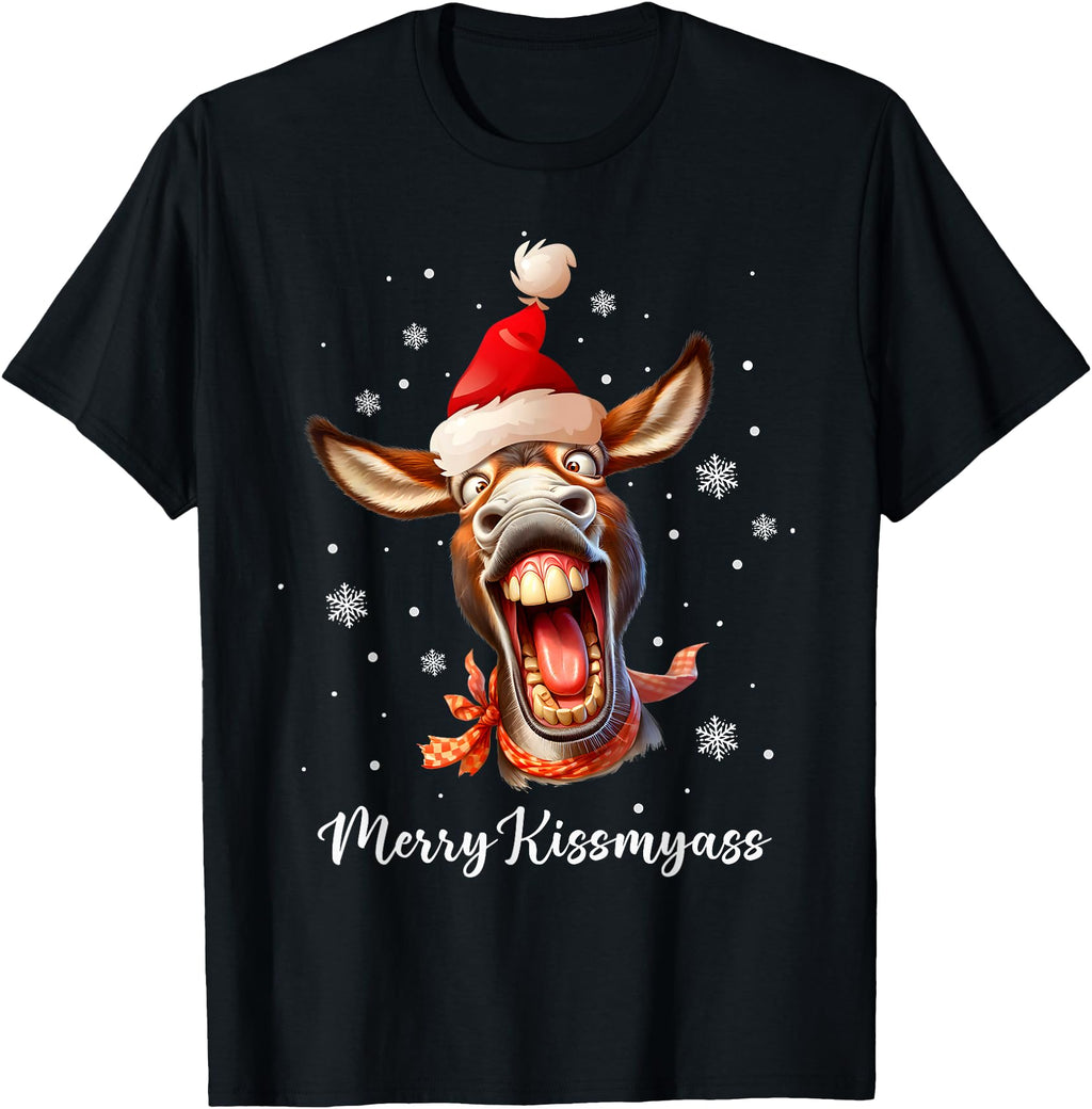 Original Merry Kissmyass Donkey T-Shirt - Aesthetic Graphic for Adults - T-Shirt, Sweatshirt, Hoodie