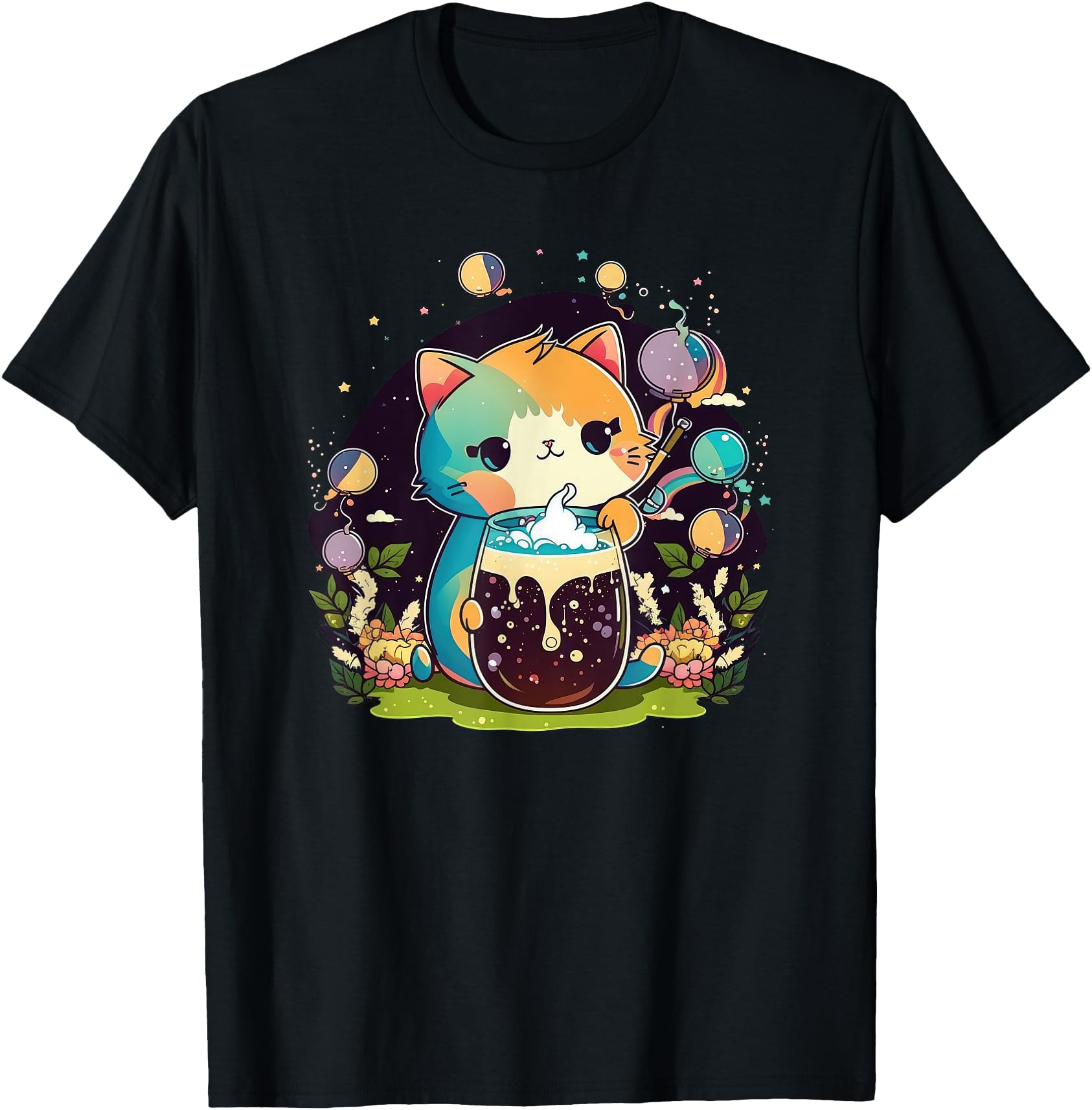 Cat Boba Tea Kawaii Kitty Bubble Tea Hoodie - Streetwear Style Men Women - T-Shirt, Sweatshirt, Hoodie