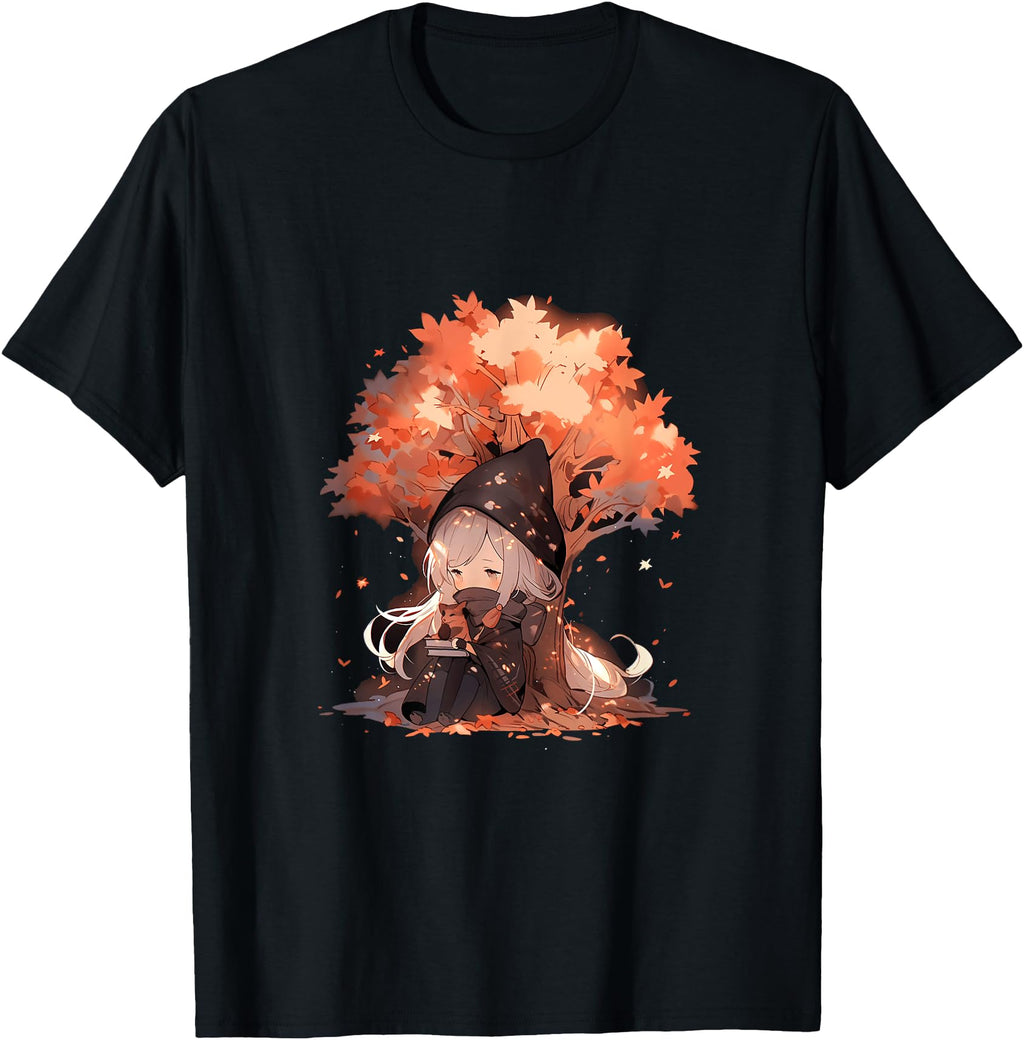 Chibi Autumn Leaves Anime Kawaii T-Shirt - Casual Everyday Wear Unisex - T-Shirt, Sweatshirt, Hoodie