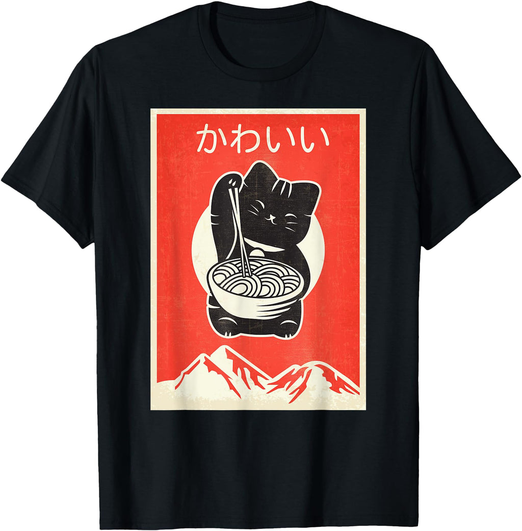 Handcrafted Kawaii Cat Anime T Japanese Sweatshirt - Graphic Print Unisex - T-Shirt, Sweatshirt, Hoodie