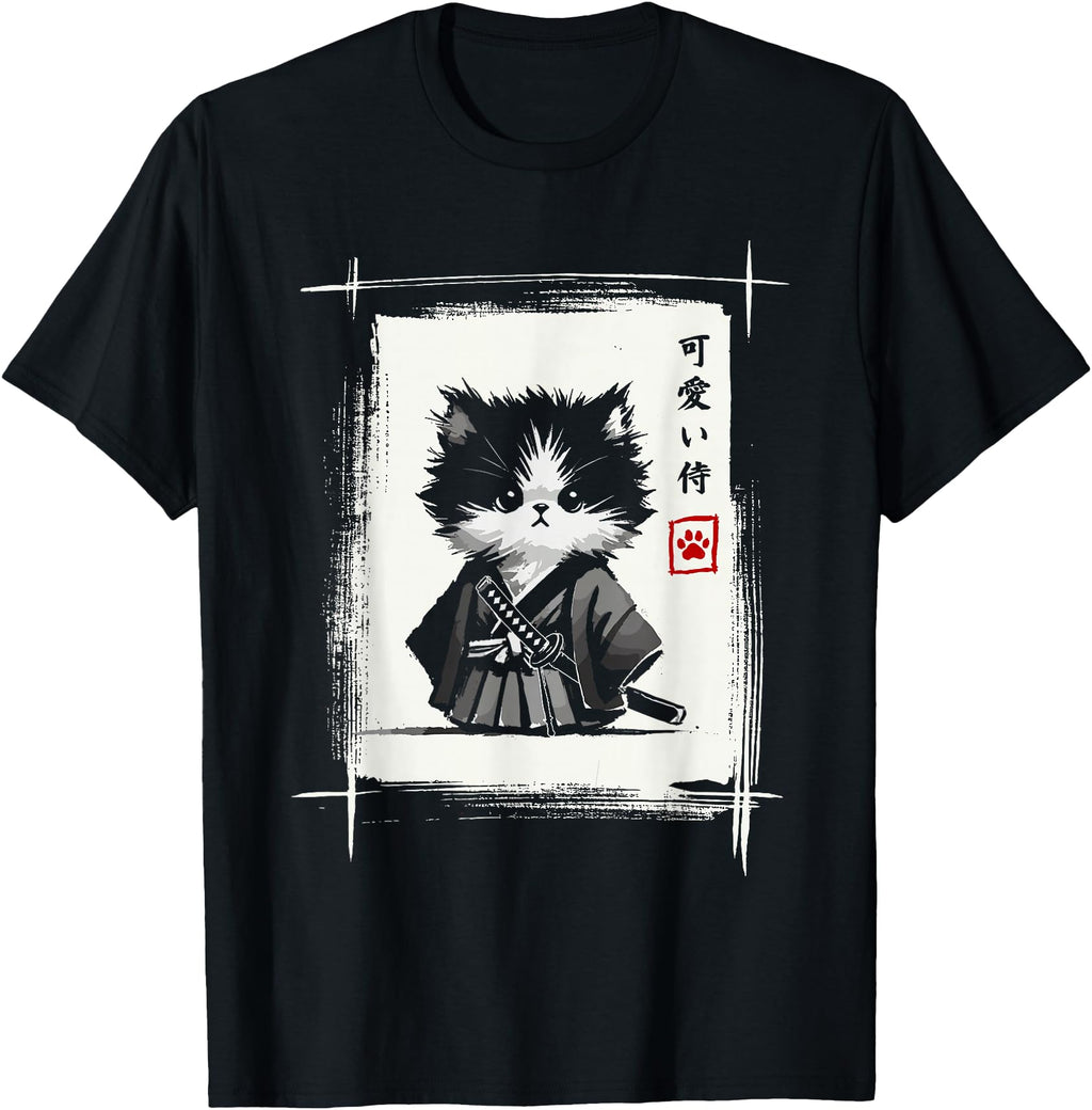 Authentic Samurai Cat Japanese Art Sumi Hoodie - Aesthetic Graphic Unisex - T-Shirt, Sweatshirt, Hoodie