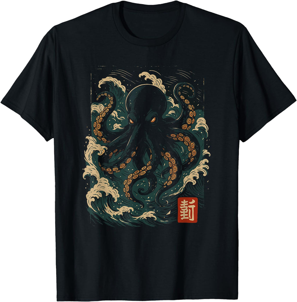 Exclusive Japanese Sea Monster Octopus T-Shirt - Trendy Graphic Men Women - T-Shirt, Sweatshirt, Hoodie