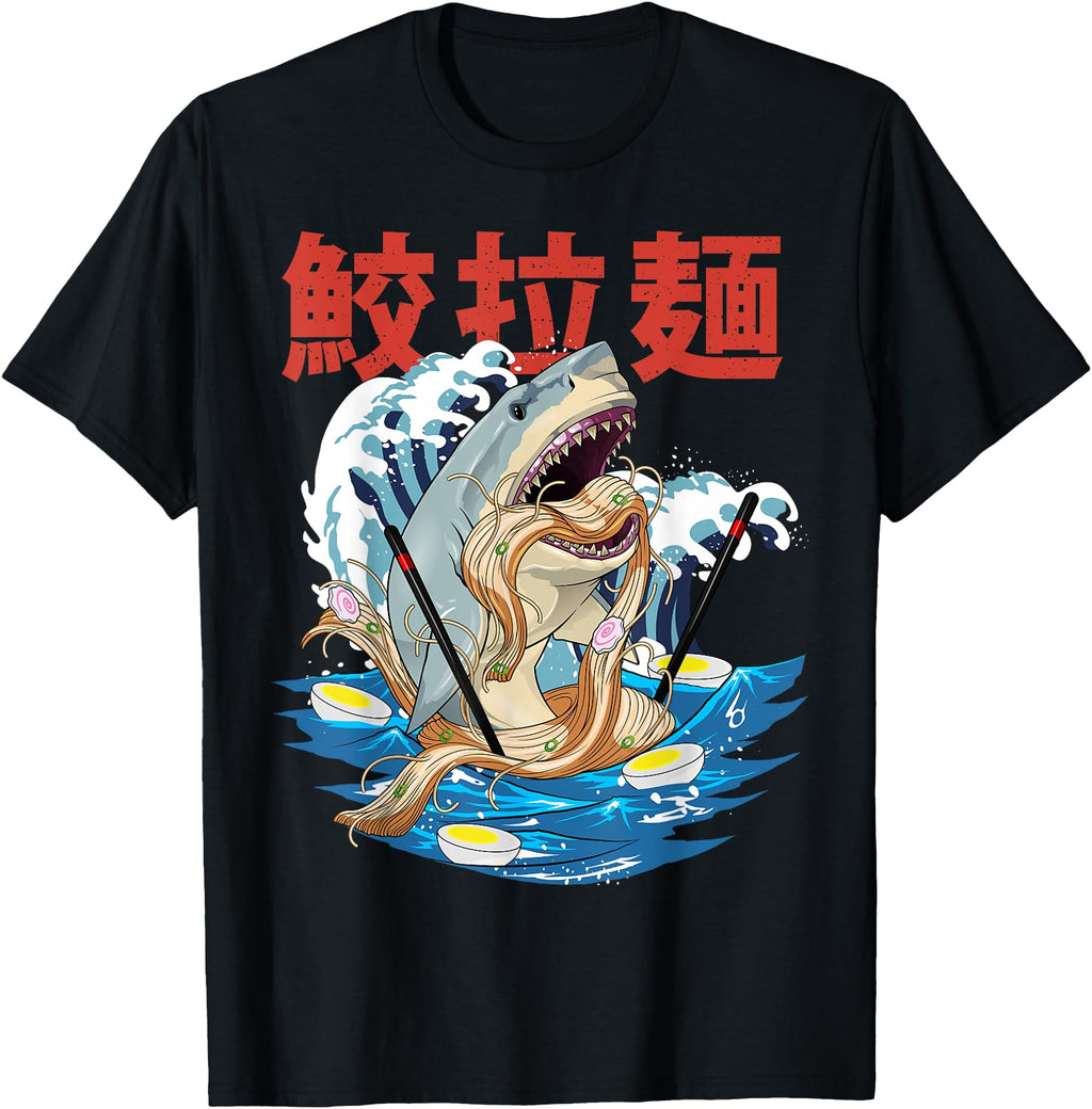 Ramen Miso Shark Kaiju Kanagawa Hoodie - Fun Novelty Design Men Women - T-Shirt, Sweatshirt, Hoodie
