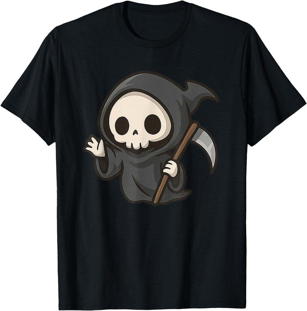 Authentic Halloween Chibi Grim Reaper T-Shirt - Minimalist Print Men Women - T-Shirt, Sweatshirt, Hoodie