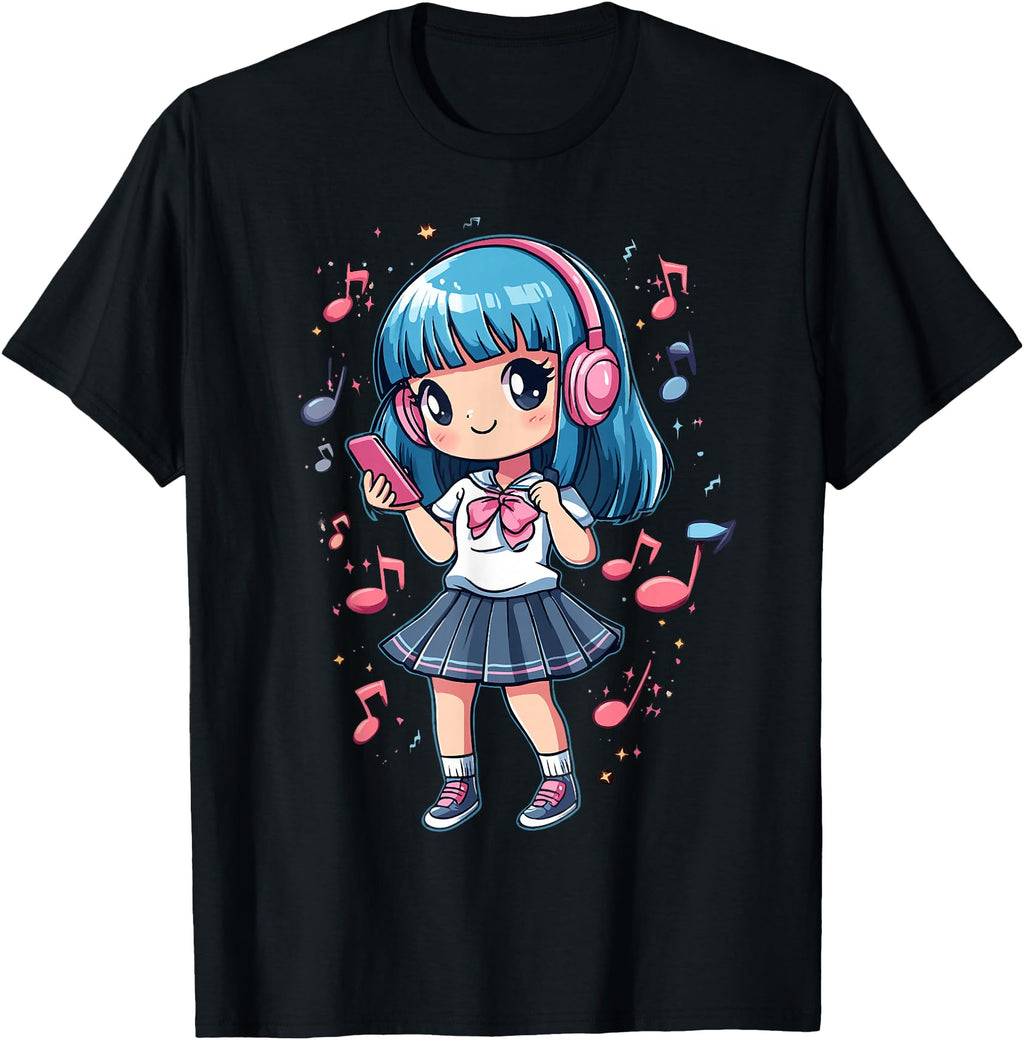 Handcrafted Anime Music Teen Chibi Rare T-Shirt - Graphic Print Unisex - T-Shirt, Sweatshirt, Hoodie